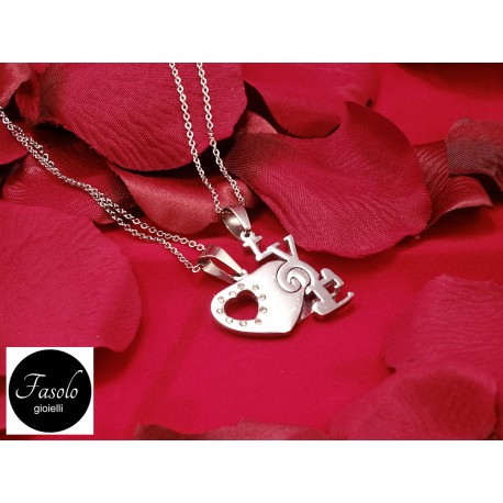 Ciondolo Sigilli d'Amore LOVE e CUORE che si dividono. San Valentino