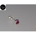 MONO ORECCHINI oro bianco con zircone ROSSO grande
