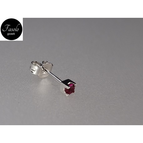 MONO ORECCHINO oro bianco con zircone rosso - Fasolo Gioielli Torino