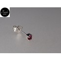 MONO ORECCHINO oro bianco con zircone rosso