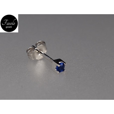 MONO ORECCHINO oro bianco con zircone blu. Fasolo Gioielli a Torino Piercing uomo donna