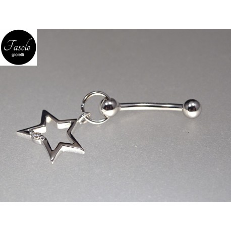 Piercing da Ombelico a STELLA in oro bianco. Fasolo Gioielli Torino