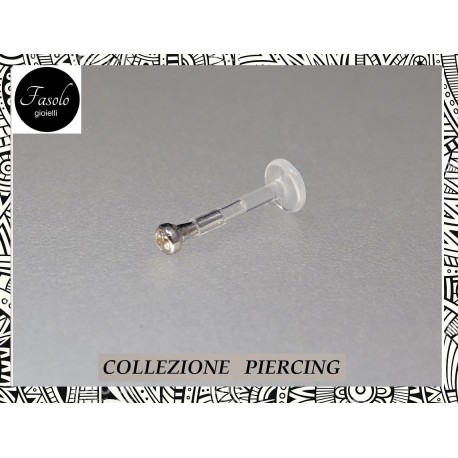 Piercing da LABBRO in oro bianco con zircone. Fasolo Gioielli Torino