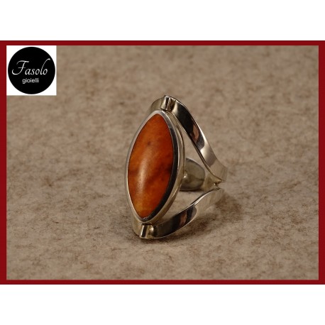 Anello AGATA ROSSA e MADREPERLA NERA