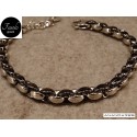 Bracciale in argento rodiato e brunito lucido
