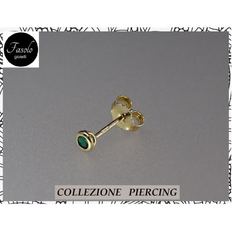 Piercing MONO ORECCHINO oro giallo con zircone verde - Fasolo Gioielli Torino