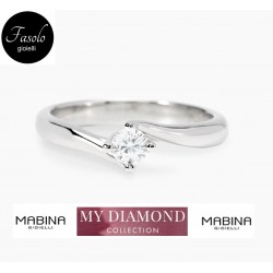 Solitario Argento con Diamante - MABINA - Fasolo Gioielli Torino